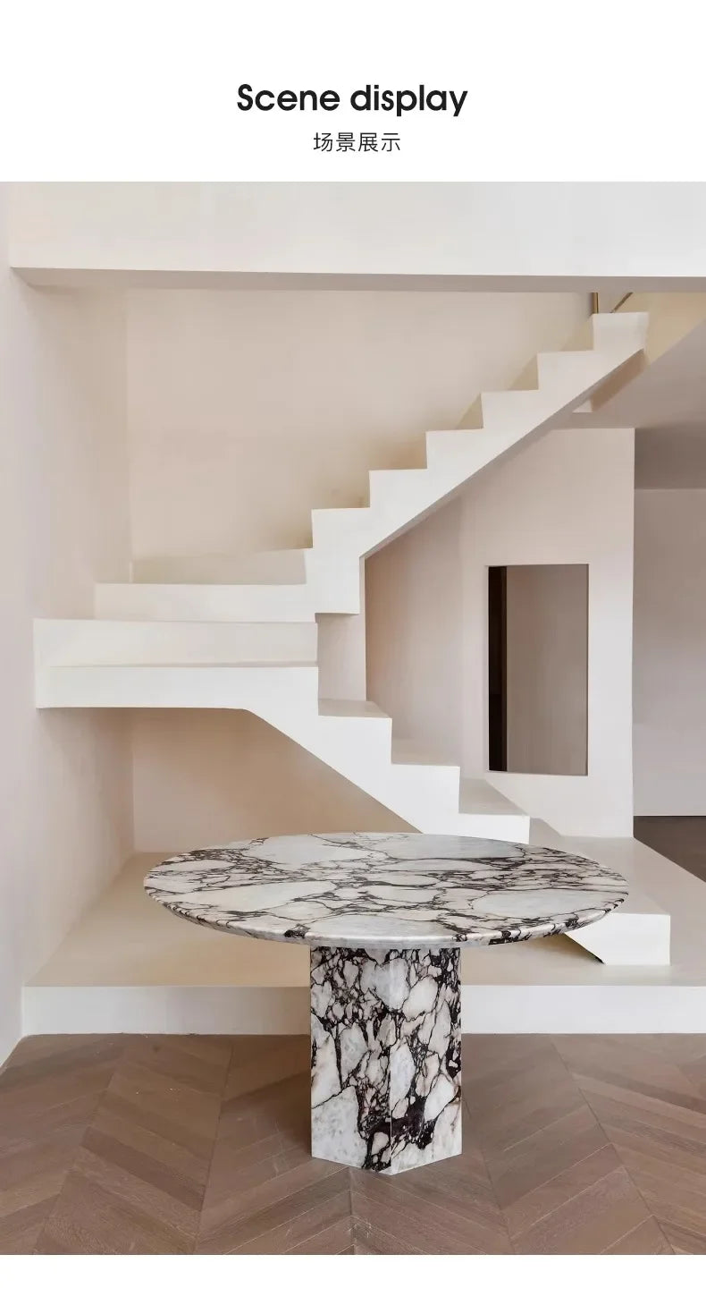 Marble round dining table  luxury modern simplicity