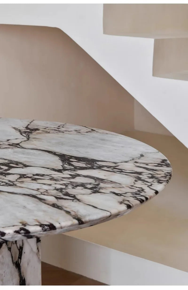 Marble round dining table  luxury modern simplicity
